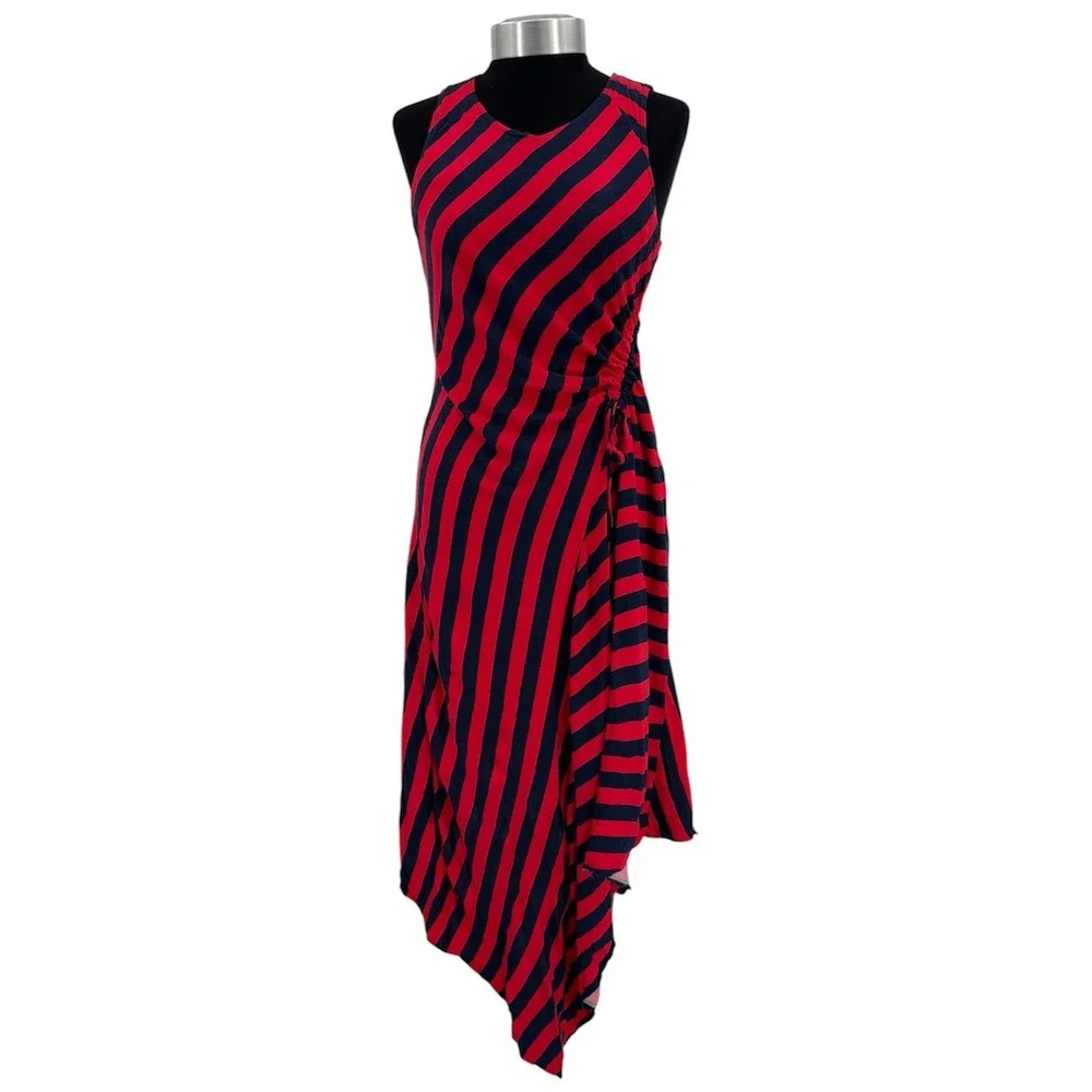 navy blue and red striped dress Red Checkers & Navy Stripes Oversized T-Shirt Dress